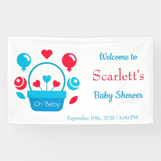 ハート、バルーン、ハートバスケット 横断幕 (横)