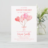 ハート/バレンタインをテーマにした赤ちゃんシャワー 招待状 (スタンド正面)