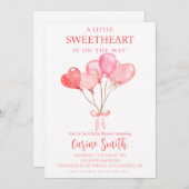 ハート/バレンタインをテーマにした赤ちゃんシャワー 招待状 (正面/裏面)