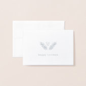 ハート&パイン – シルバー&クラフト紙ハッピーホリデイズ 箔カード (封筒付き正面)