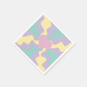 ハート – パステルピンク、黄、紫、緑 スタンダードカクテルナプキン (角)