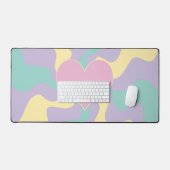ハート – パステルピンク、黄、紫、緑 デスクマット (キーボード&マウス)