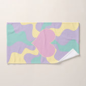 ハート – パステルピンク、黄、紫、緑 バスタオルセット (ハンドタオル)