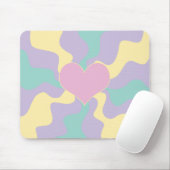 ハート – パステルピンク、黄、紫、緑 マウスパッド (マウス)