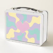 ハート – パステルピンク、黄、紫、緑 メタルランチボックス (裏面)