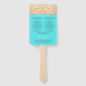 ハート  ビーチ ウェディング セレモニー プログラム ティール ブルー ハンドファン (裏面)