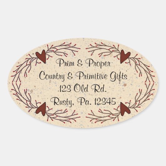 ハート&ピップベリーオーバルステッカー 楕円形シール (正面)