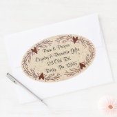 ハート&ピップベリーオーバルステッカー 楕円形シール (封筒)