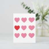 ハート（ピンクと赤の葉書） ポストカード (スタンド正面)