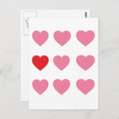 ハート（ピンクと赤の葉書） ポストカード (正面/裏面)