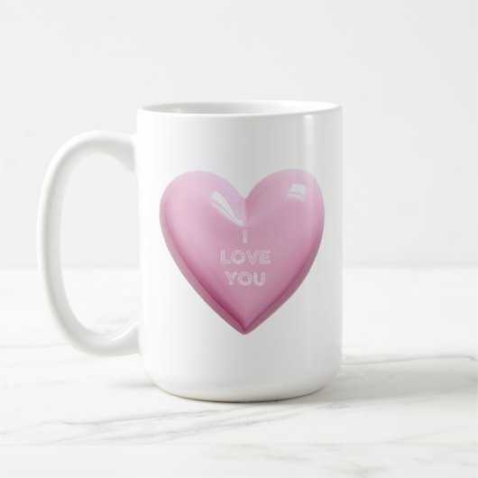 ハート ピンク I LOVE YOU 結婚記念日 コーヒーマグカップ (左)