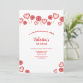 ハート&ピンホイールキャンディ誕生日 招待状 (スタンド正面)