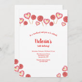 ハート&ピンホイールキャンディ誕生日 招待状 (正面/裏面)