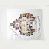 ハート フォト コラージュ オーダーメイド ハッピー バースデー タペストリー (正面(横))