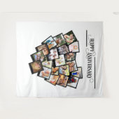 ハート フォト コラージュ ハッピーアニバーサリー 背景 タペストリー (正面(横))