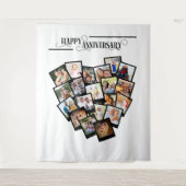 ハート フォト コラージュ ハッピー アニバーサリー 背景 タペストリー (正面)
