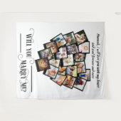 ハート フォト コラージュ ラブ ユー マリー ミー バックドロップ タペストリー (正面(横))