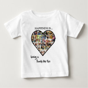 ハート フォト コラージュ 家族を持つことが幸せ ベビーTシャツ