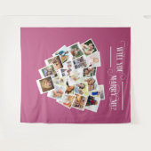 ハート フォト コラージュ 私と結婚してくれますか ピンク タペストリー (正面(横))