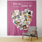 ハート フォト コラージュ 私と結婚してくれますか ピンク タペストリー (インサイチュ)