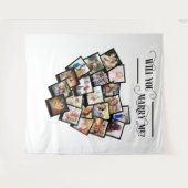 ハート フォト コラージュ 私と結婚してくれますか? 背景 タペストリー (正面(横))