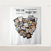 ハート フォト コラージュ 私と結婚してくれますか? 背景 タペストリー (正面)