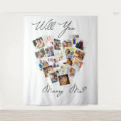 ハート フォト コラージュ 結婚してくれる？台本 タペストリー (正面)