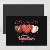 ハート フットボール バスケットボール 野球 バレンタインデー 招待状 (正面/裏面)