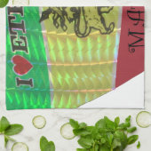 ハート フラグ - 愛 エチオピア | 赤 金 緑 キ キッチンタオル (折り畳み)