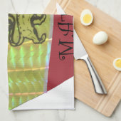 ハート フラグ - 愛 エチオピア | 赤 金 緑 キ キッチンタオル (四つ折り)