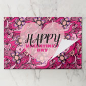 ハート&フラワーバレンタインデー紙ランチョンマット ペーパーパッド (折り畳み)