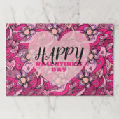 ハート&フラワーバレンタインデー紙ランチョンマット ペーパーパッド (正面)