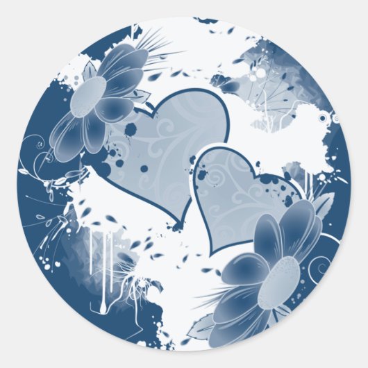 ハート&フラワー封筒用シールシール ラウンドシール (正面)