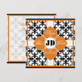 ハート フラワー オン ダマスク セイブ ザ デート アナウンスメンツ セーブザデート (正面/裏面)