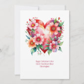 ハート フラワー ピンク レッド バレンタイン ガレンティン デー シーズンカード (正面)