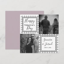 ハート フレーム 黒 白 フォト バレンタイン デー カード