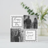 ハート フレーム 黒 白 フォト バレンタイン デー カード (スタンド正面)