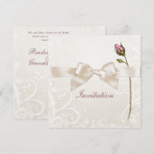 ハート フローラル ローズ ウェディング 招待状 (正面/裏面)