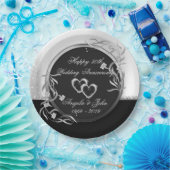 ハート、フローラ結婚シルバー記念日 ペーパープレート (パーティー)