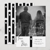 ハート ブラック  バナー フォト セーブ ザ デート (正面/裏面)