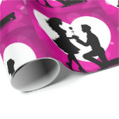 ハート プロポーズ シルエット ピンク ラッピングペーパー (ロールコーナー)