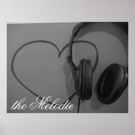 ハート&ヘッドフォンポスター ポスター (正面)