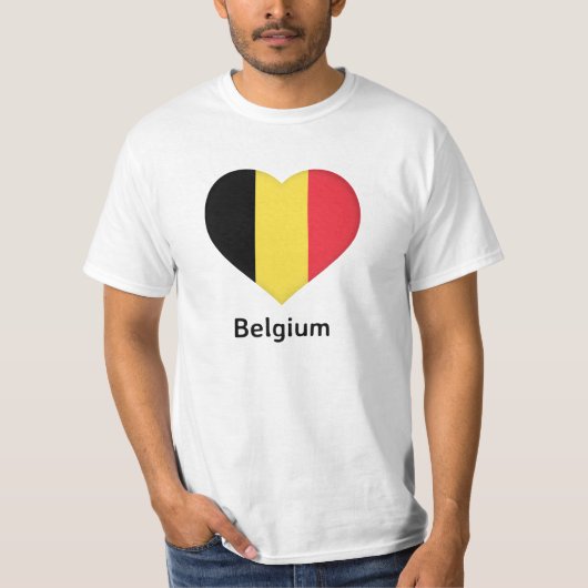 ハート – ベルギー国旗 Tシャツ (正面)