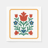 ハート&ペタルフローラフォークアートパーティー スタンダードカクテルナプキン (正面)