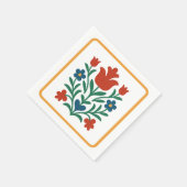 ハート&ペタルフローラフォークアートパーティー スタンダードカクテルナプキン (角)