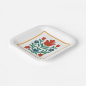 ハート&ペタルフローラフォークアートパーティー ペーパープレート (傾斜あり)