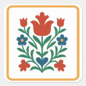 ハート&ペタル フラワーフォークアートパーティー スクエアシール (正面)