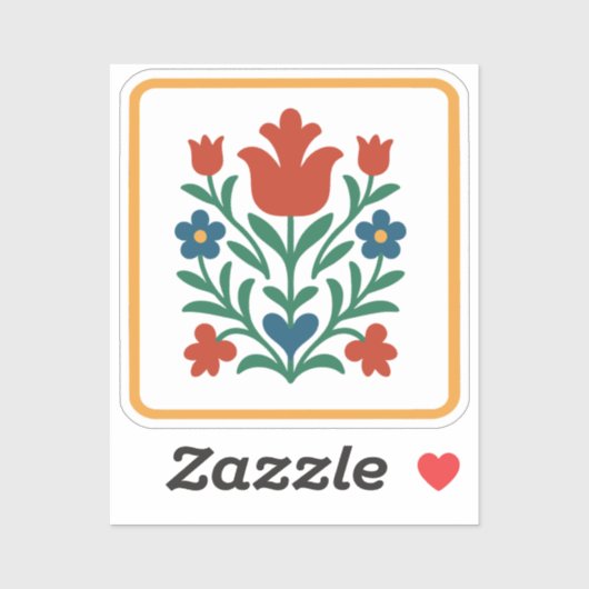 ハート＆ペタル フラワーフォークアートパーティ シール (シート)