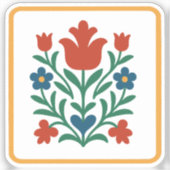 ハート＆ペタル フラワーフォークアートパーティ シール (正面)