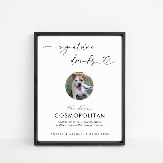 ハート&ペットフォトシグネチャードリンク結婚ズのサイン ポスター